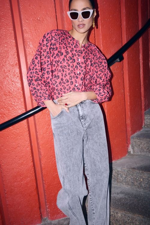 BECKY RED CHEETAH BLOUSE