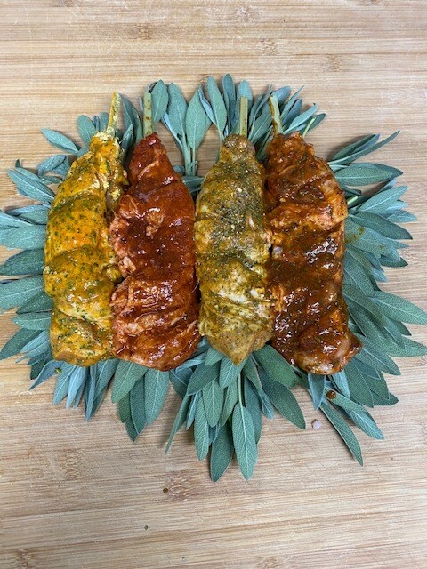 Chicken Skewers In Garlic Butter Marinade Each
