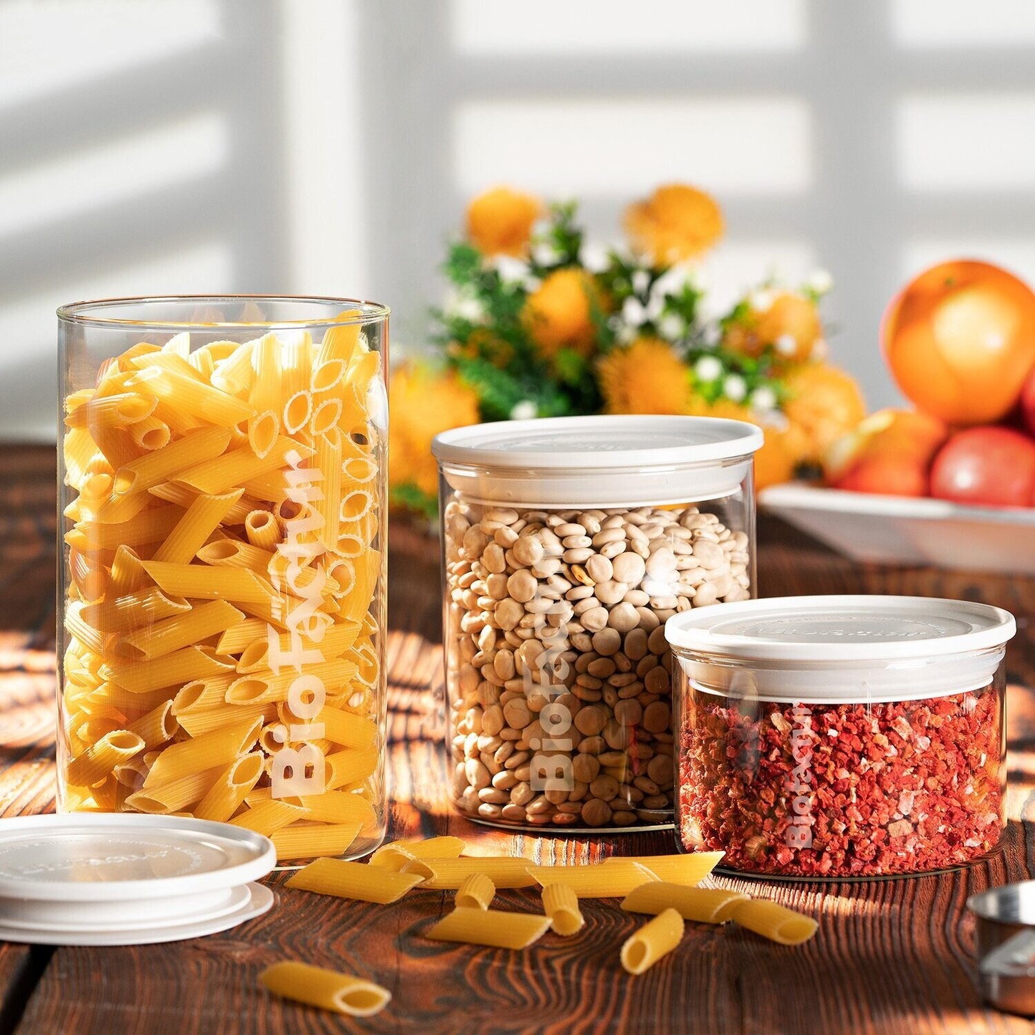 Vorratsdosen-Set aus Glas mit Deckel aus Biokunststoff