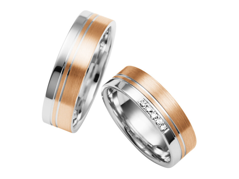 Eheringe Set Weißgold Mittelgold Trauringe Ringe