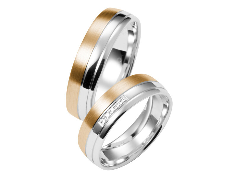 Eheringe Set Weißgold Mittelgold Trauringe Ringe