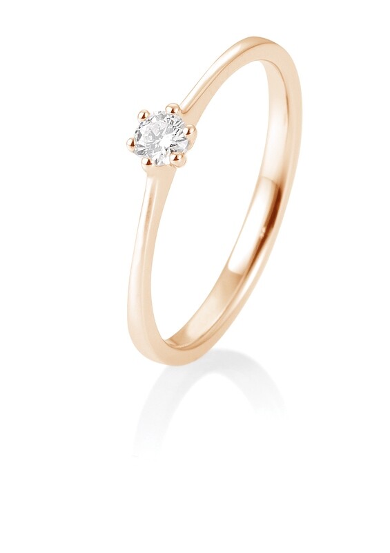 Verlobungsring Roségold 750 0,10ct w/si Solitär