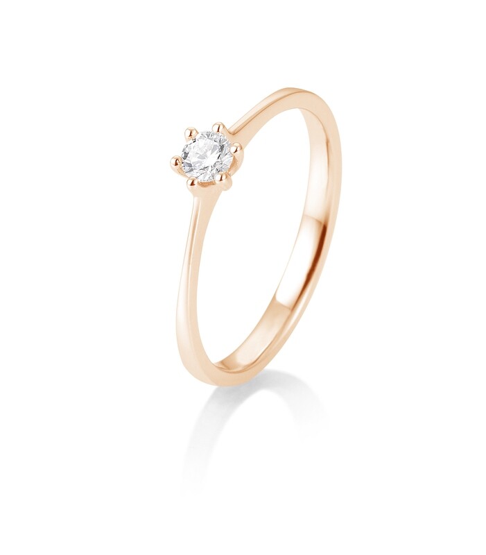 Verlobungsring Roségold 585 0,15ct w/si Solitär