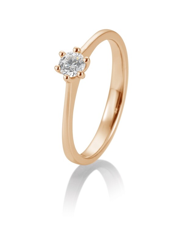 Verlobungsring Roségold 750 0,20ct w/si Solitär