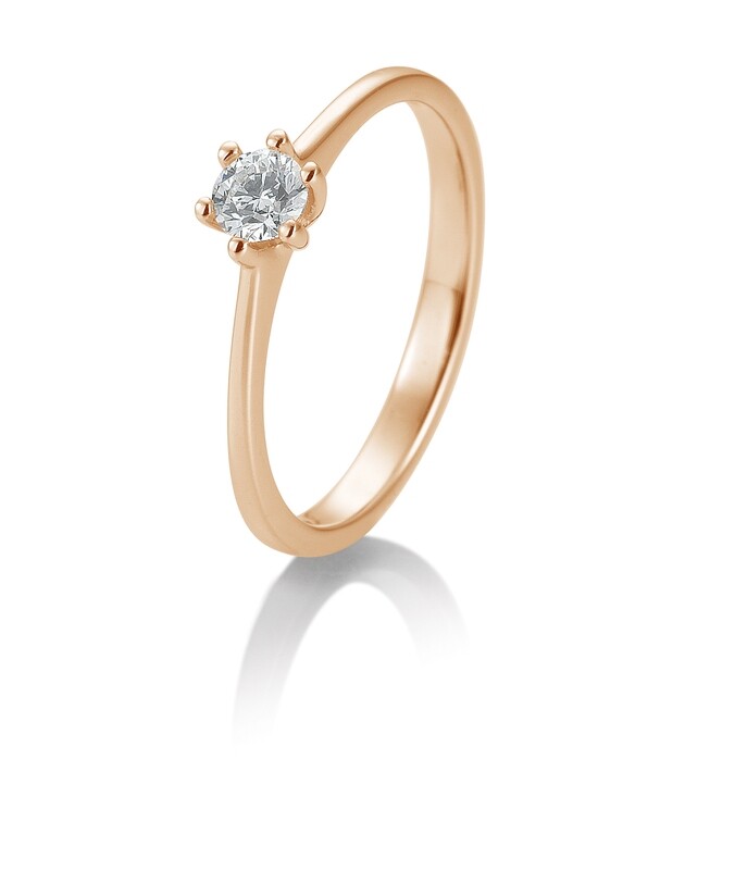 Verlobungsring Roségold 585 0,25ct w/si Solitär