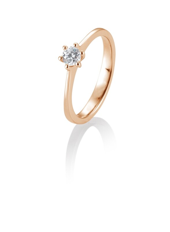 Verlobungsring Roségold 585 0,30ct w/si Solitär