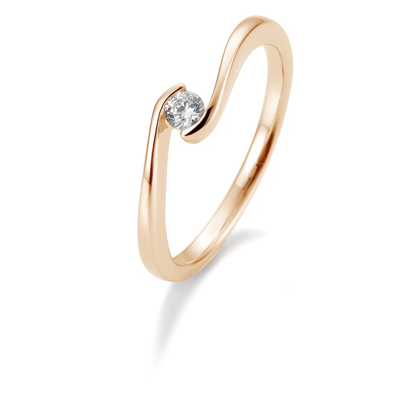 Verlobungsring Solitär Schwungfassung Roségold 585 0,10ct w/si