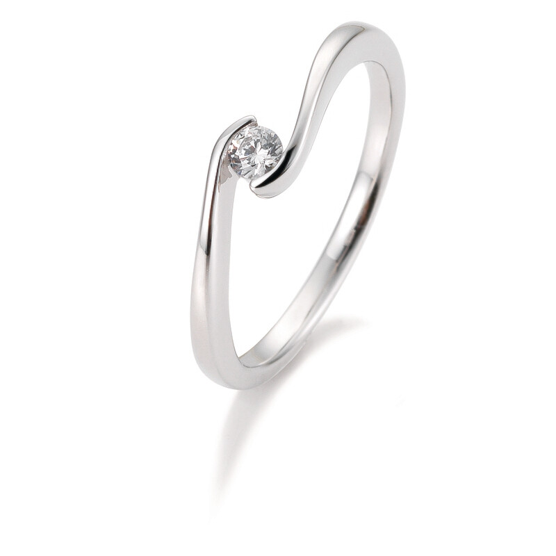 Verlobungsring Solitär Schwungfassung Platin 950 0,10ct w/si