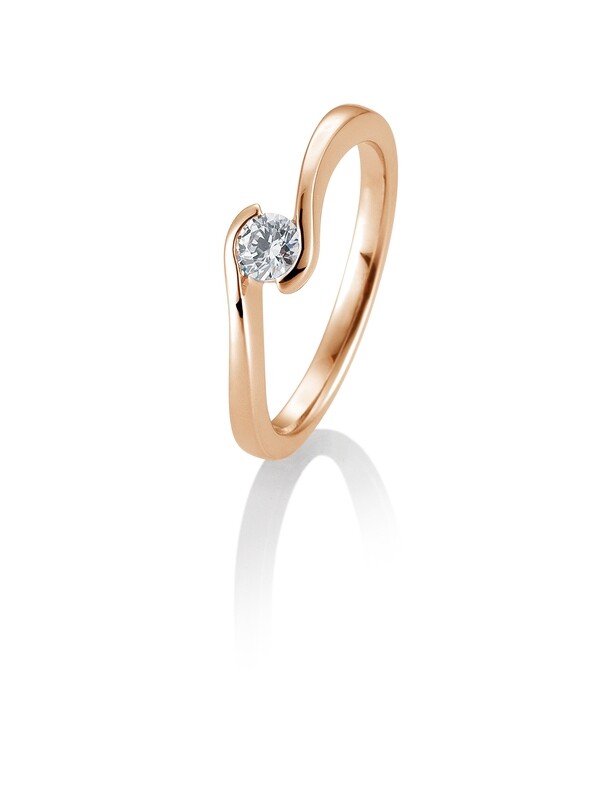 Verlobungsring Solitär Schwungfassung Roségold 585 0,25ct w/si