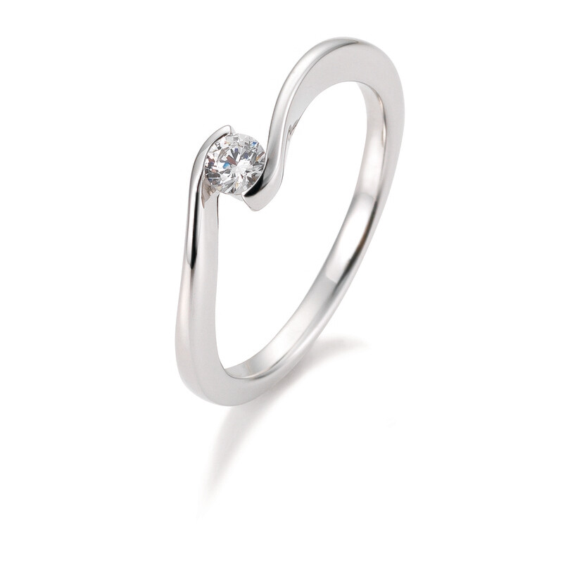 Verlobungsring Solitär Schwungfassung Platin 950 0,15ct w/si