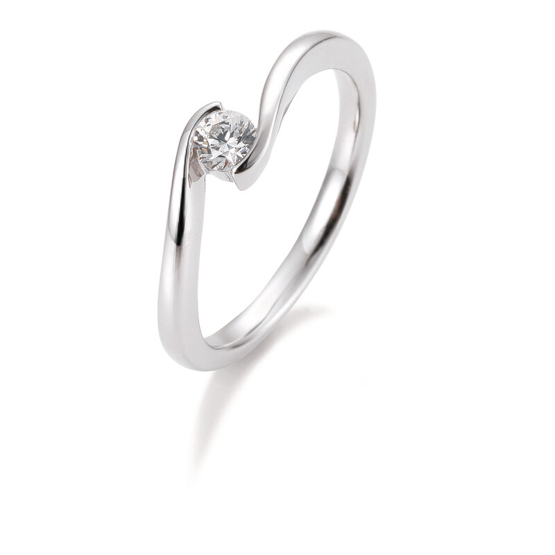 Verlobungsring Solitär Schwungfassung Platin 950 0,20ct w/si