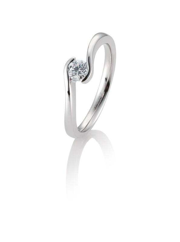 Verlobungsring Solitär Schwungfassung Platin 950 0,30ct w/si