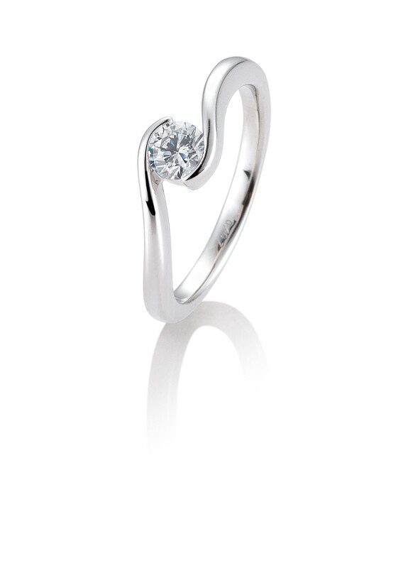 Verlobungsring Solitär Schwungfassung Platin 950 0,40ct w/si