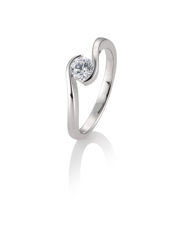 Verlobungsring Solitär Schwungfassung Platin 950 0,50ct w/si