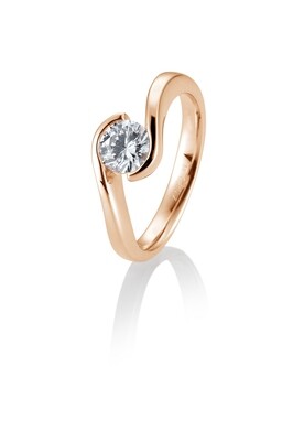 Verlobungsring Solitär Schwungfassung Rotgold 585 0,80ct w/si