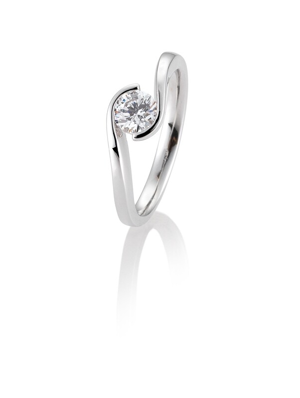 Verlobungsring Solitär Schwungfassung Platin 950 0,60ct w/si