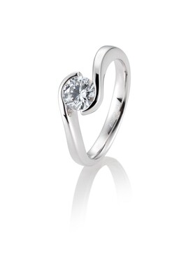 Verlobungsring Solitär Schwungfassung Weißgold 750 0,80ct w/si