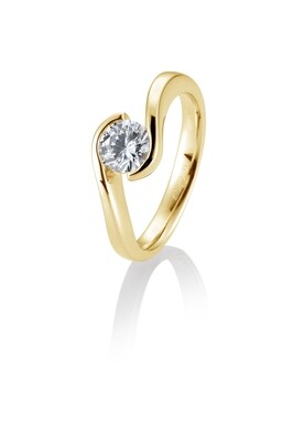 Verlobungsring Solitär Schwungfassung Gelbgold 750 0,80ct w/si