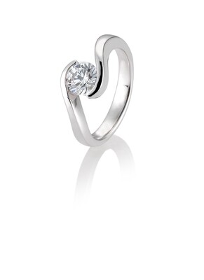 Verlobungsring Solitär Schwungfassung Weißgold 585 1,50ct w/si