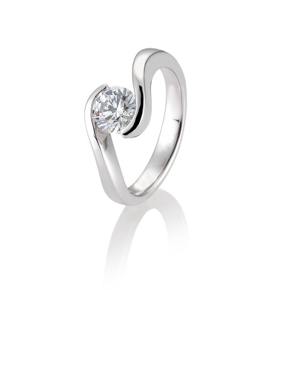 Verlobungsring Solitär Schwungfassung Platin 950 1,00ct w/si