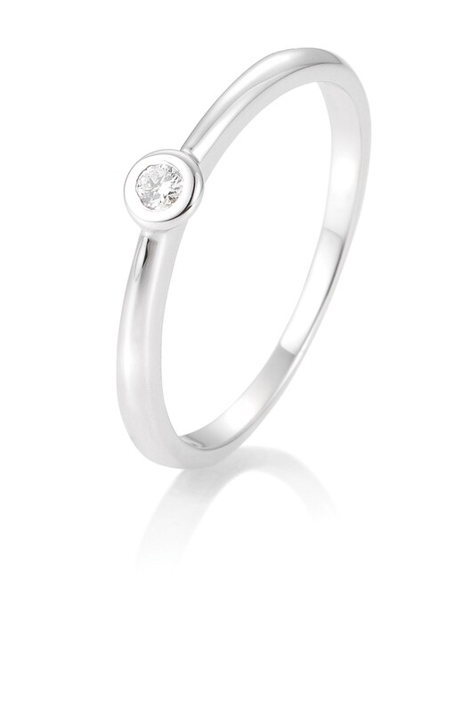 Verlobungsring Solitär Zargenfassung, verwischte Fassung Platin 950 0,05ct w/si