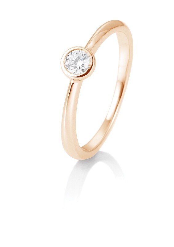 Verlobungsring Solitär Zargenfassung, verwischte Fassung Roségold 750 0,15ct w/si