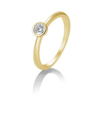 Verlobungsring Solitär Zargenfassung, verwischte Fassung Gelbgold 585 0,20ct w/si