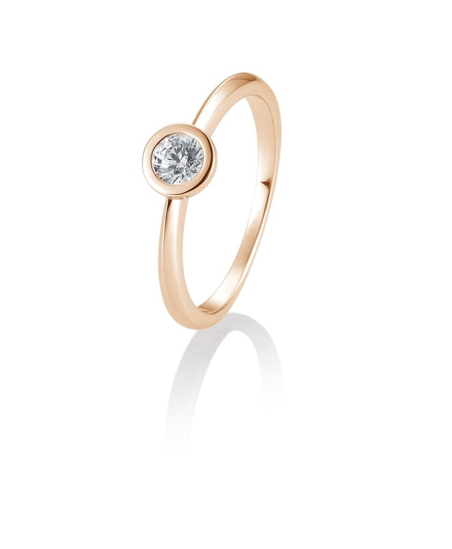Verlobungsring Solitär Zargenfassung, verwischte Fassung Roségold 750 0,30ct w/si