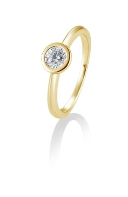 Verlobungsring Solitär Zargenfassung, verwischte Fassung Gelbgold 750 0,50ct w/si