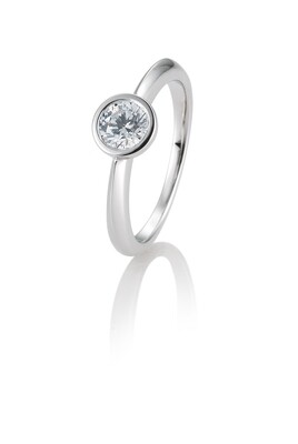 Verlobungsring Solitär Zargenfassung, verwischte Fassung Weißgold 585 0,60ct w/si