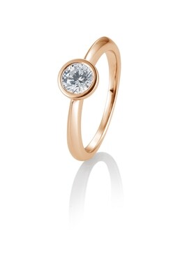 Verlobungsring Solitär Zargenfassung, verwischte Fassung Rotgold 585 0,60ct w/si