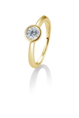 Verlobungsring Solitär Zargenfassung, verwischte Fassung Gelbgold 585 0,60ct w/si