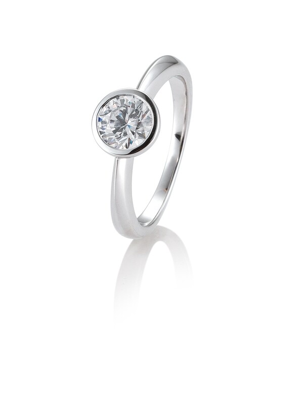 Verlobungsring Solitär Zargenfassung, verwischte Fassung Platin 950 1,50ct w/si