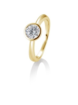 Verlobungsring Solitär Zargenfassung, verwischte Fassung Gelbgold 750 1,50ct w/si