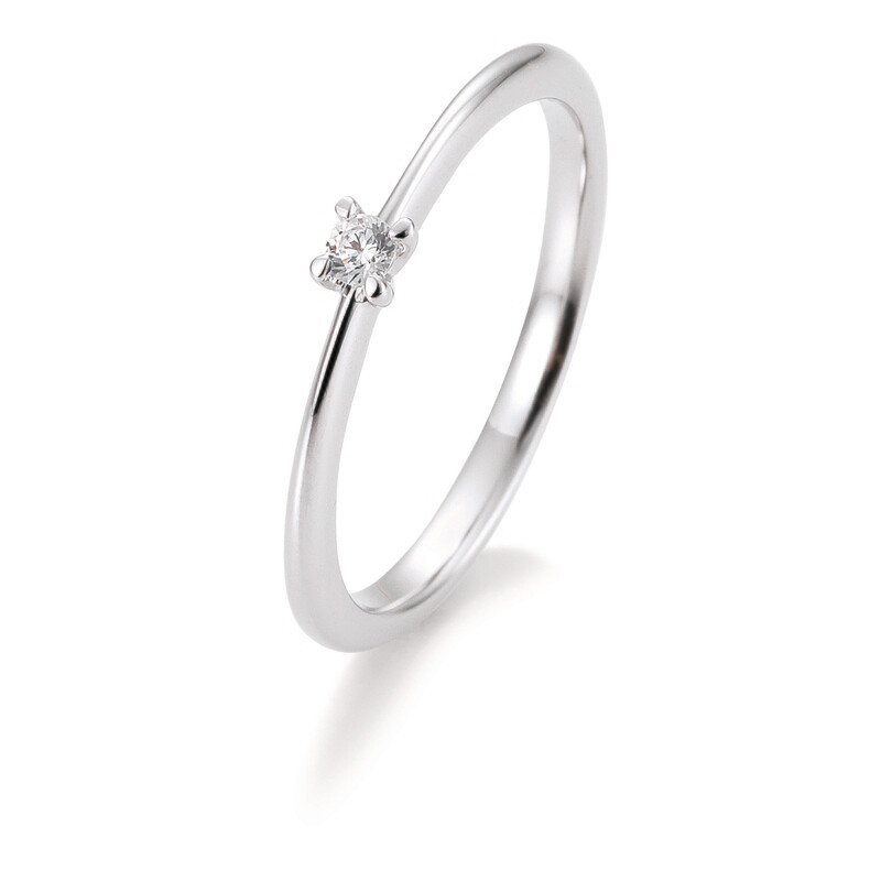 Verlobungsring Solitär Krappenfassung Platin 950 0,05ct w/si