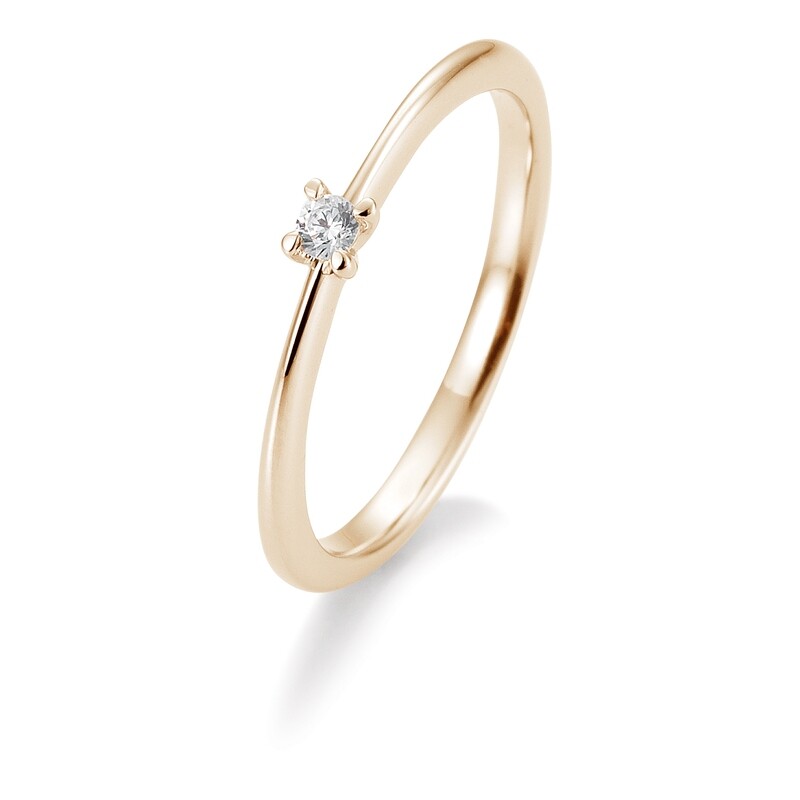 Verlobungsring Solitär Krappenfassung, Roségold 750 0,05ct w/si