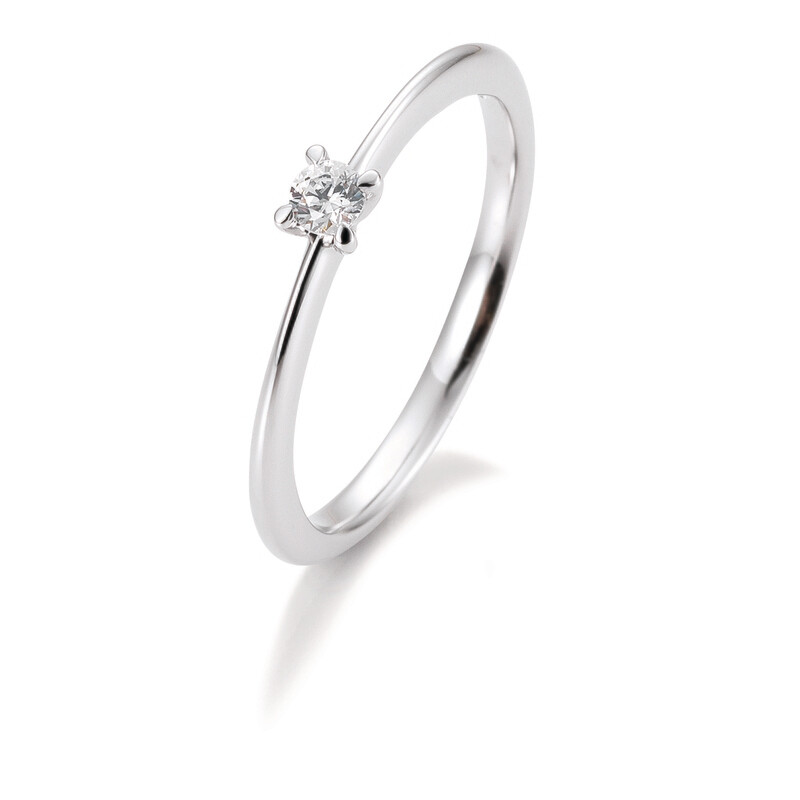 Verlobungsring Solitär Krappenfassung Platin 950 0,10ct w/si