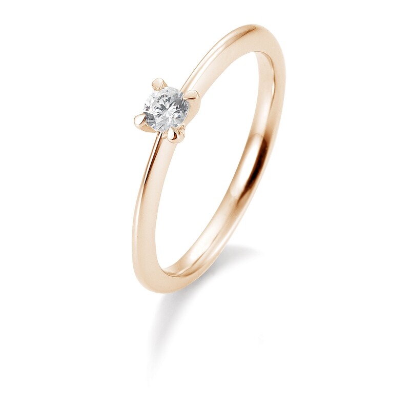 Verlobungsring Solitär Krappenfassung, Roségold 750 0,15ct w/si