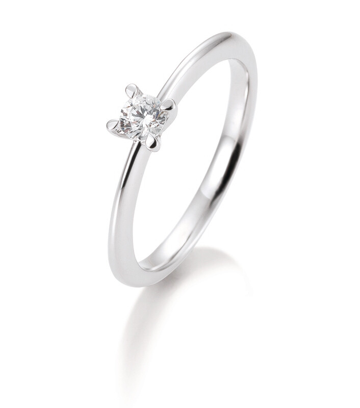 Verlobungsring Solitär Krappenfassung Platin 950 0,20ct w/si