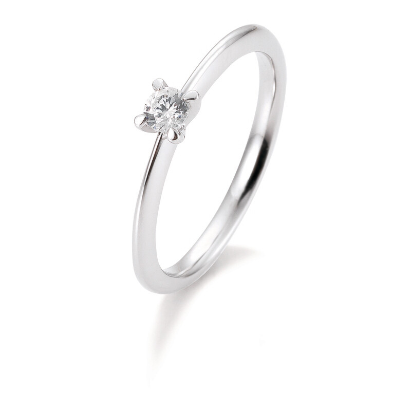 Verlobungsring Solitär Krappenfassung Platin 950 0,15ct w/si