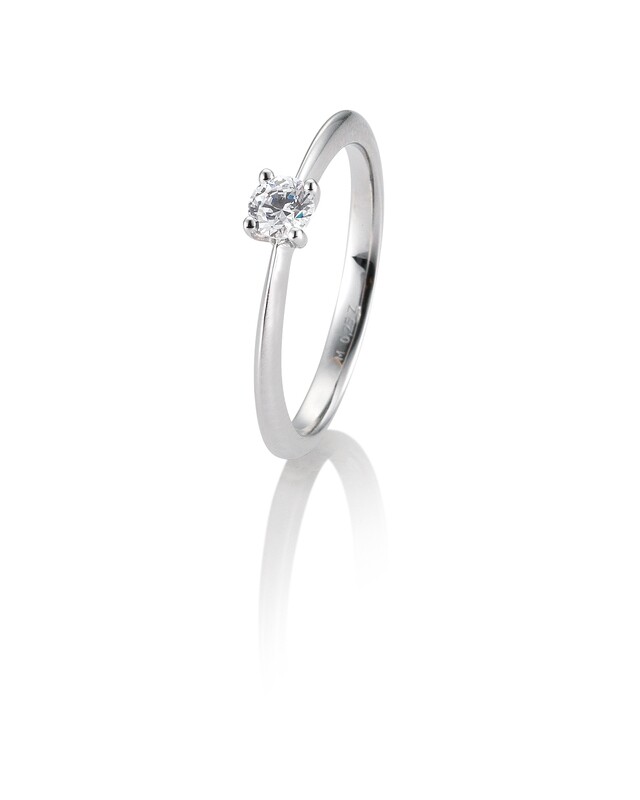Verlobungsring Solitär Krappenfassung Platin 950 0,25ct w/si