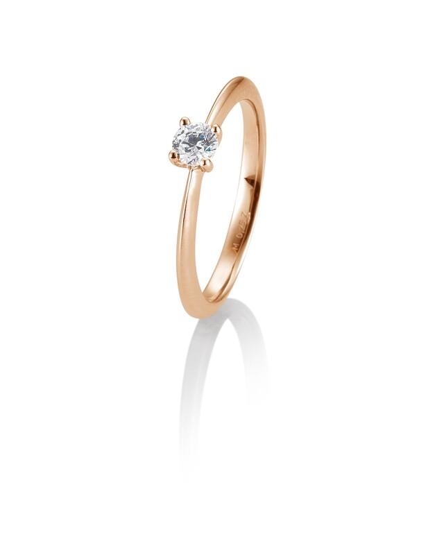 Verlobungsring Solitär Krappenfassung, Roségold 750 0,25ct w/si