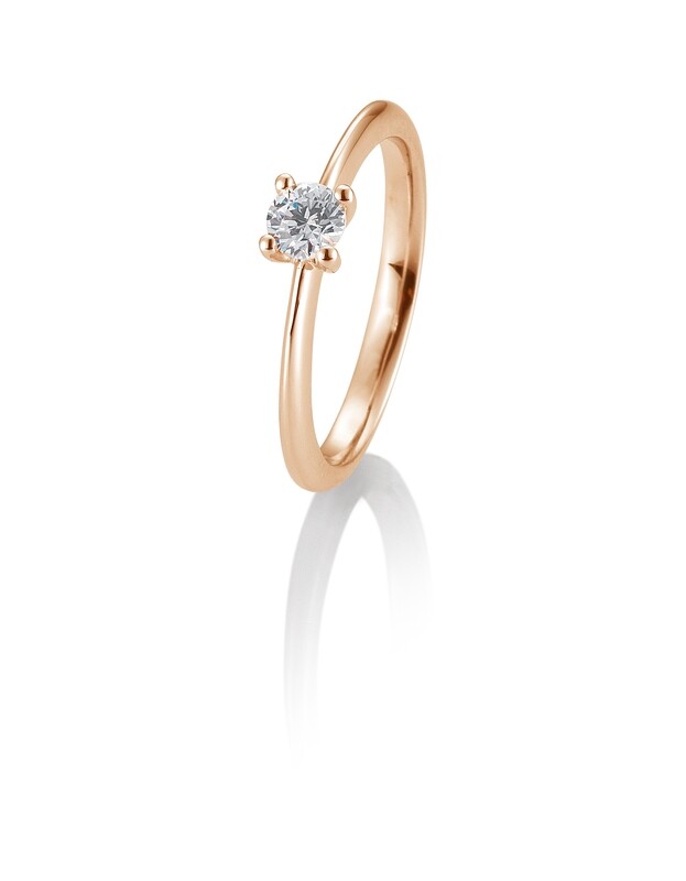 Verlobungsring Solitär Krappenfassung, Roségold 750 0,30ct w/si