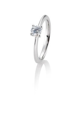Verlobungsring Solitär Krappenfassung, Weißgold 585 0,50ct w/si