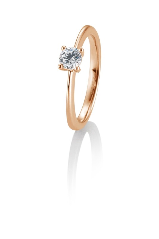 Verlobungsring Solitär Krappenfassung, Roségold 750 0,40ct w/si