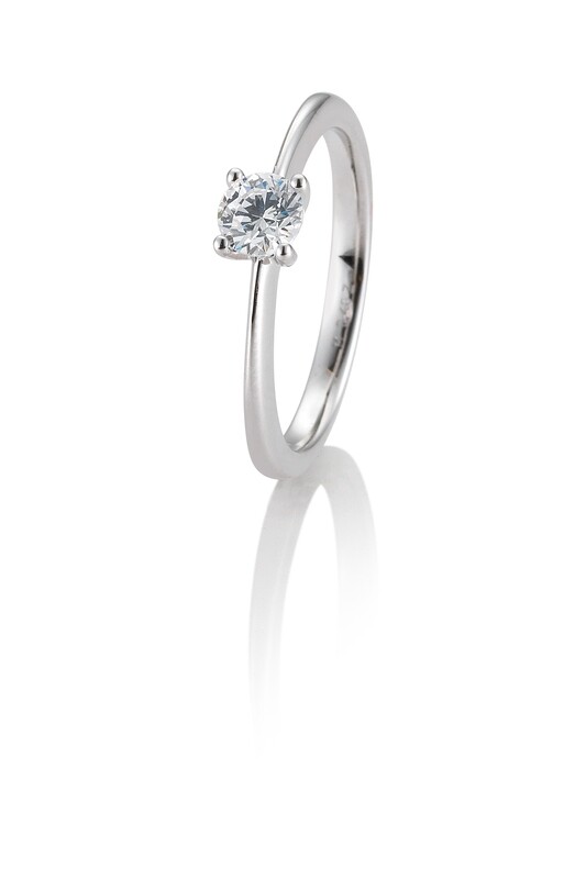 Verlobungsring Solitär Krappenfassung Platin 950 0,40ct w/si