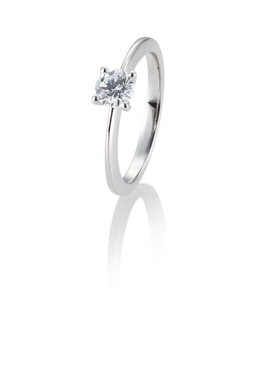 Verlobungsring Solitär Krappenfassung Platin 950 0,60ct w/si