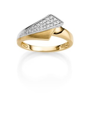 Gelb- und Weißgold Ring mit Diamanten
