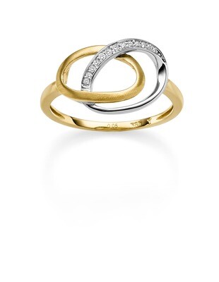 Gelb- und Weißgold Ring mit Diamanten