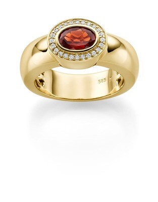 Gelbgold Ring mit Diamanten und Granat